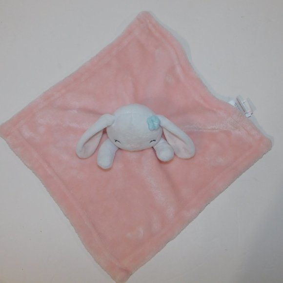 Baby's First Nemcor Pink White Plush Bunny Rabbit Security Blanket Baby Lovey - Picture 3 of 5